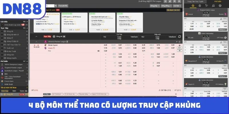 4 bộ môn thể thao có lượng truy cập khủng
