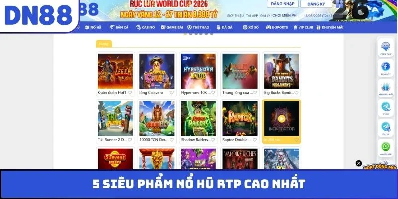 5 siêu phẩm nổ hũ RTP cao nhất