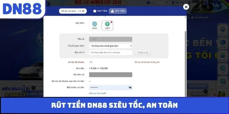 Rút tiền DN88 siêu tốc, an toàn