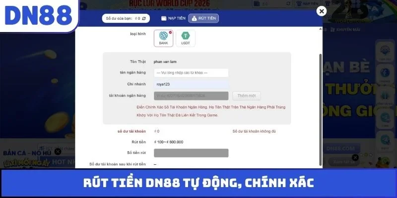 Rút tiền DN88 tự động, chính xác