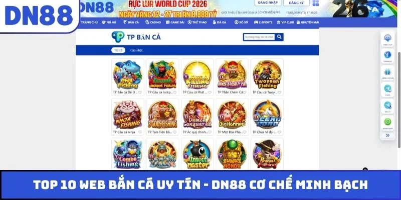 Top 10 web bắn cá uy tín - DN88 cơ chế minh bạch